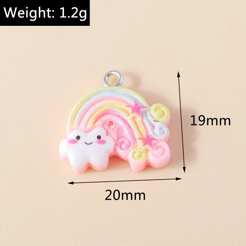 Leslie 15 Stück Harz Kawaii Regenbogen Charms für Armband Halsketten Anhänger DIY Schmuckherstellung Zubehör Handgefertigte Erkenntnisse – Detail 7