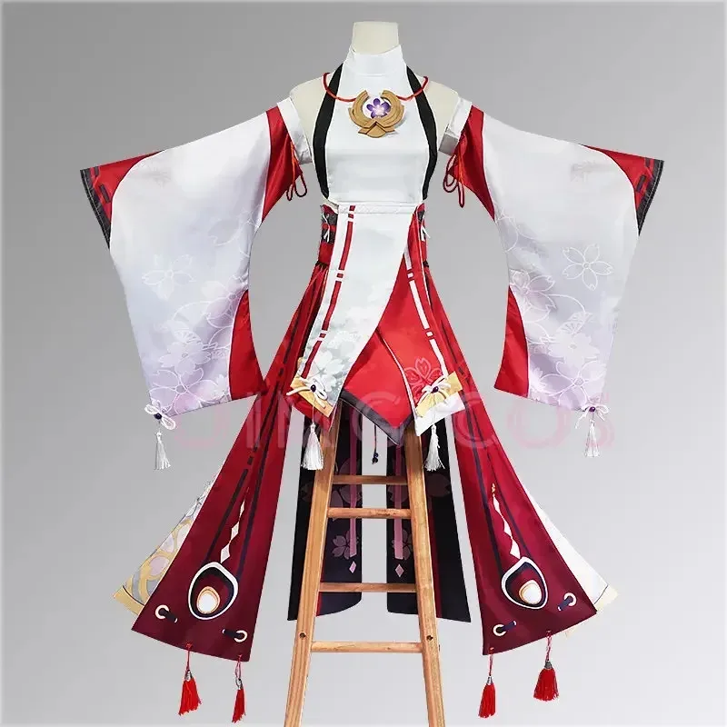 

Genshin Impact Yae Miko Cosplay Costume Uniform Jacquard Fabric Anime Chinese Style Halloween Costumes for Women Game