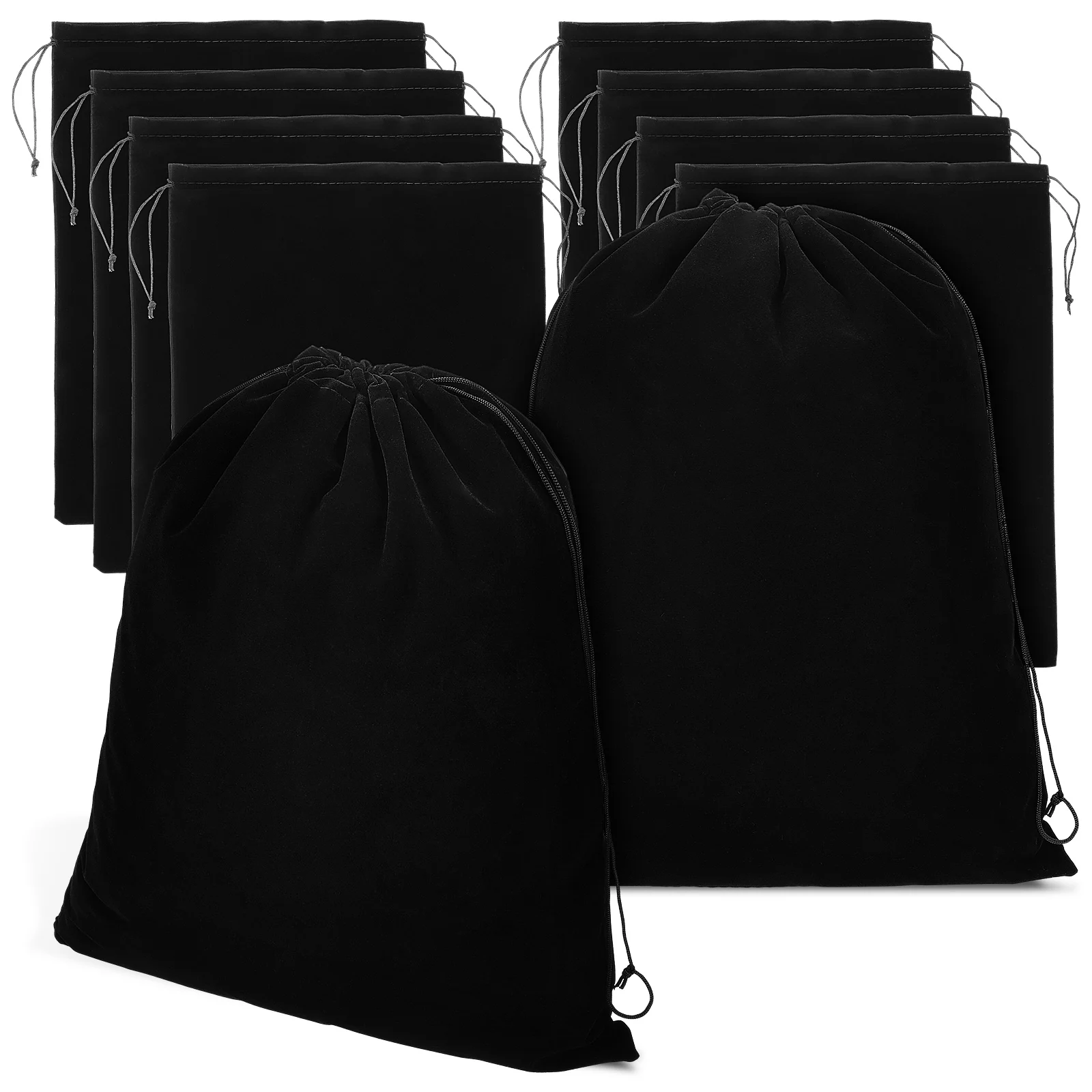 

10pcs Black Drawstring Pouches High Capacity Storage Bags Party Favor Candy Gift Container Soft Premium Quality