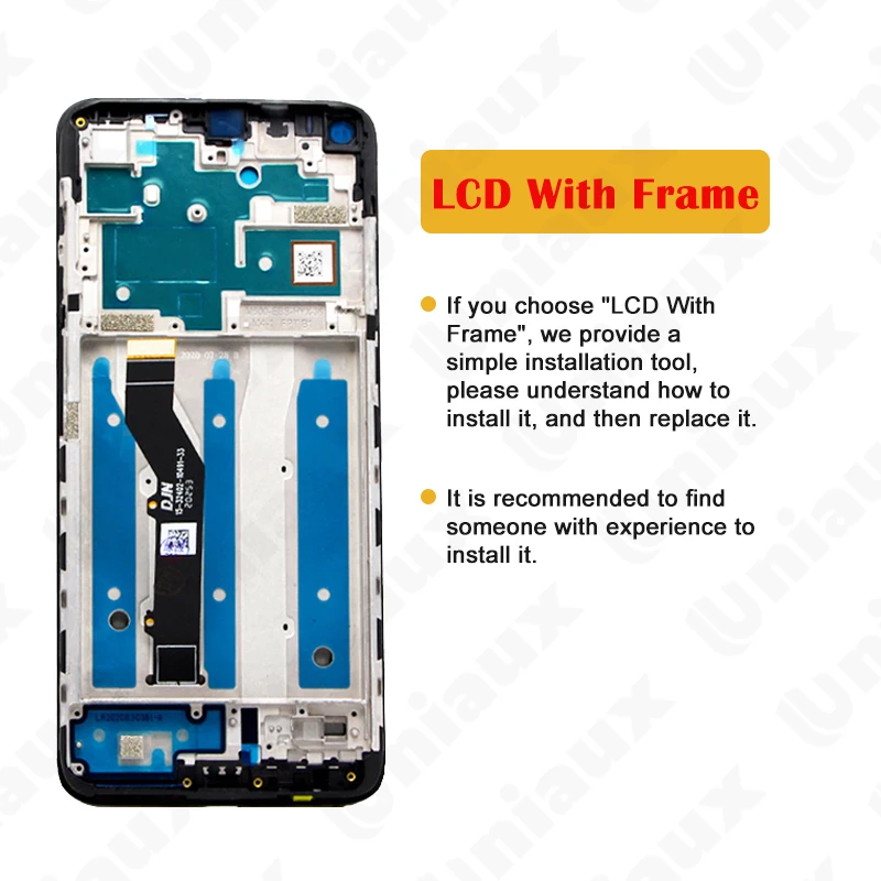 LCD Display Touch Screen Digitizer Assembly with Frame, Motorola Moto G9 Plus, XT2087-1, Original, 6.81\