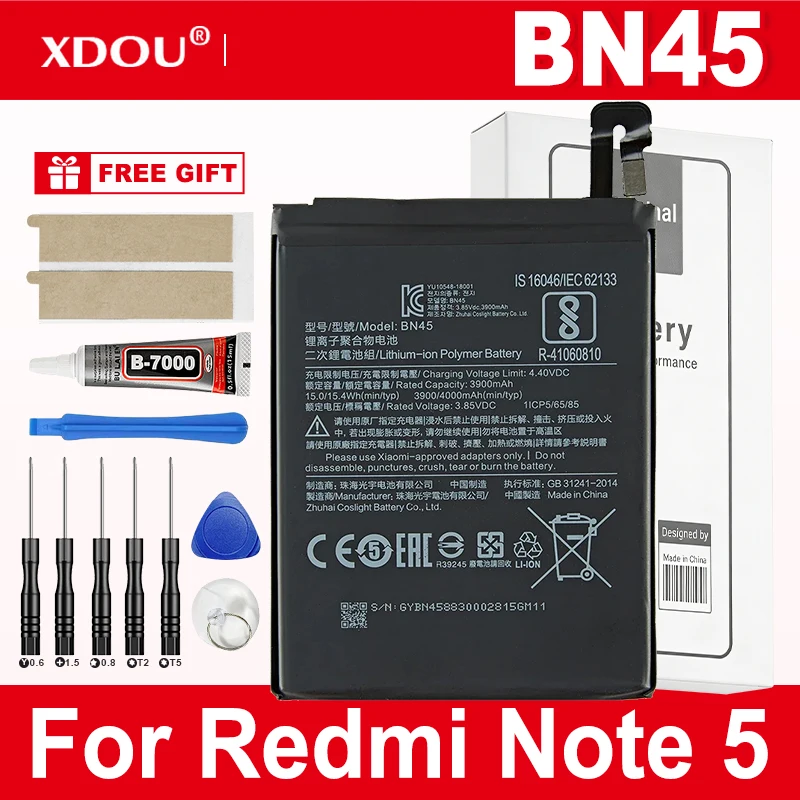 

Совершенно новая батарея BN45 4000 мАч для Xiaomi Redmi Note 5 Note5 BN45, высококачественные сменные батареи для телефонов