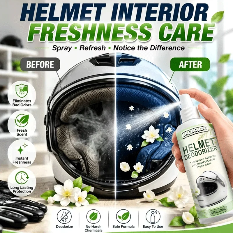 Multi-scene Gear Refreshing Spray 100ML Deodorizer for Motorcycle Helmet Jacket Gloves Boots Backpack Odor Care Cleaner