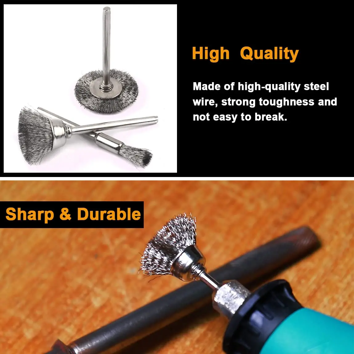 Imagem -05 - Steel Wire Wheels Brushes Conjunto para Ferramentas Rotativas Polimento Rotativo Mini Ferramentas Rotativas Dremel Remoção de Ferrugem de Metal Escovas 45 Pcs
