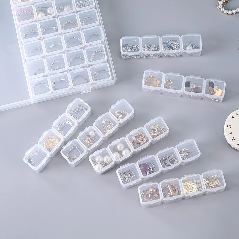 28 Grids Transparent Plastic Storage Jewelry Box Compartment Adjustable Container For Beads Earrings Box For Jewelry Box Case