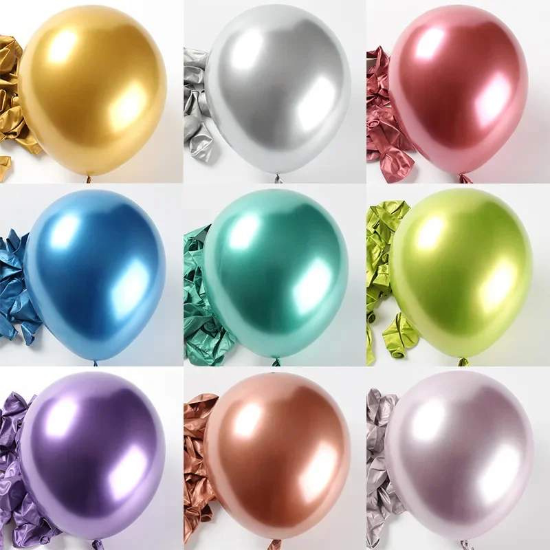 

50pcs 10inch Metal Latex Balloons Chrome Glossy Metallic Balloons Pink Balloon Birthday Party Event Decoration