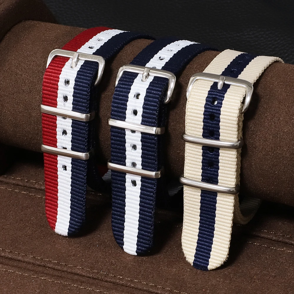 18mm 20mm 22mm Nylon Woven Canvas Watchband Fine Steel Needle Buckle Universal Bracelet for SEIKO IWC Citizen Rolex for Men