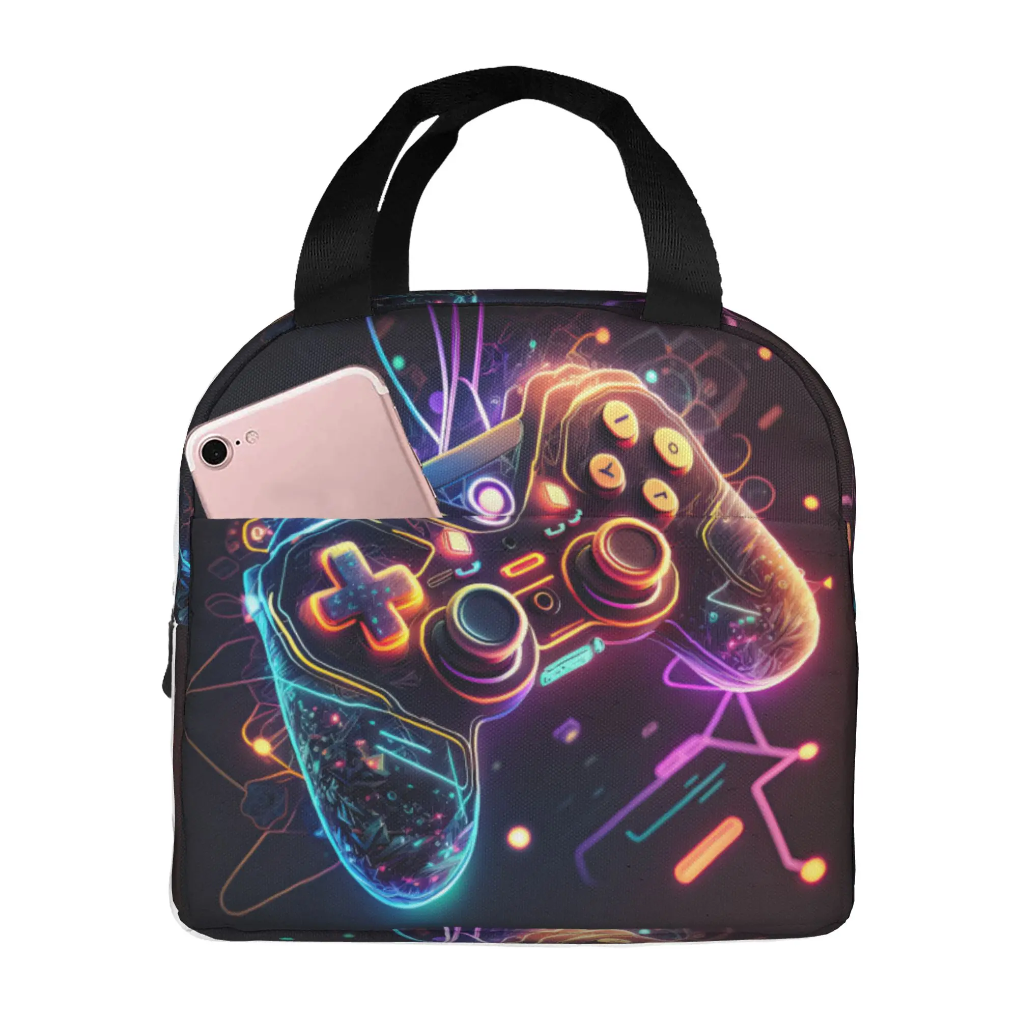 Game Controller Insulated Lunch Bags for Work School Fashionable Pattern Resuable Thermal Cooler Bento Box Women Men