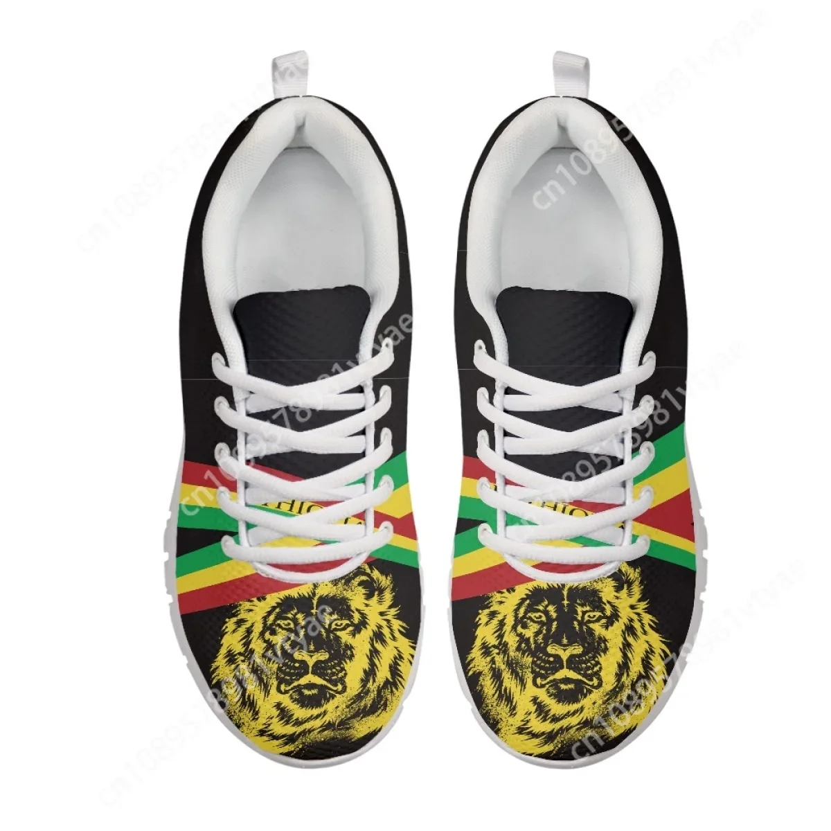 Women's Running Sneakers Ethiopia Flag Lion Of Judah Design Flat Shoes for Ladies Wear Resistant Walking Footwear Zapatillas