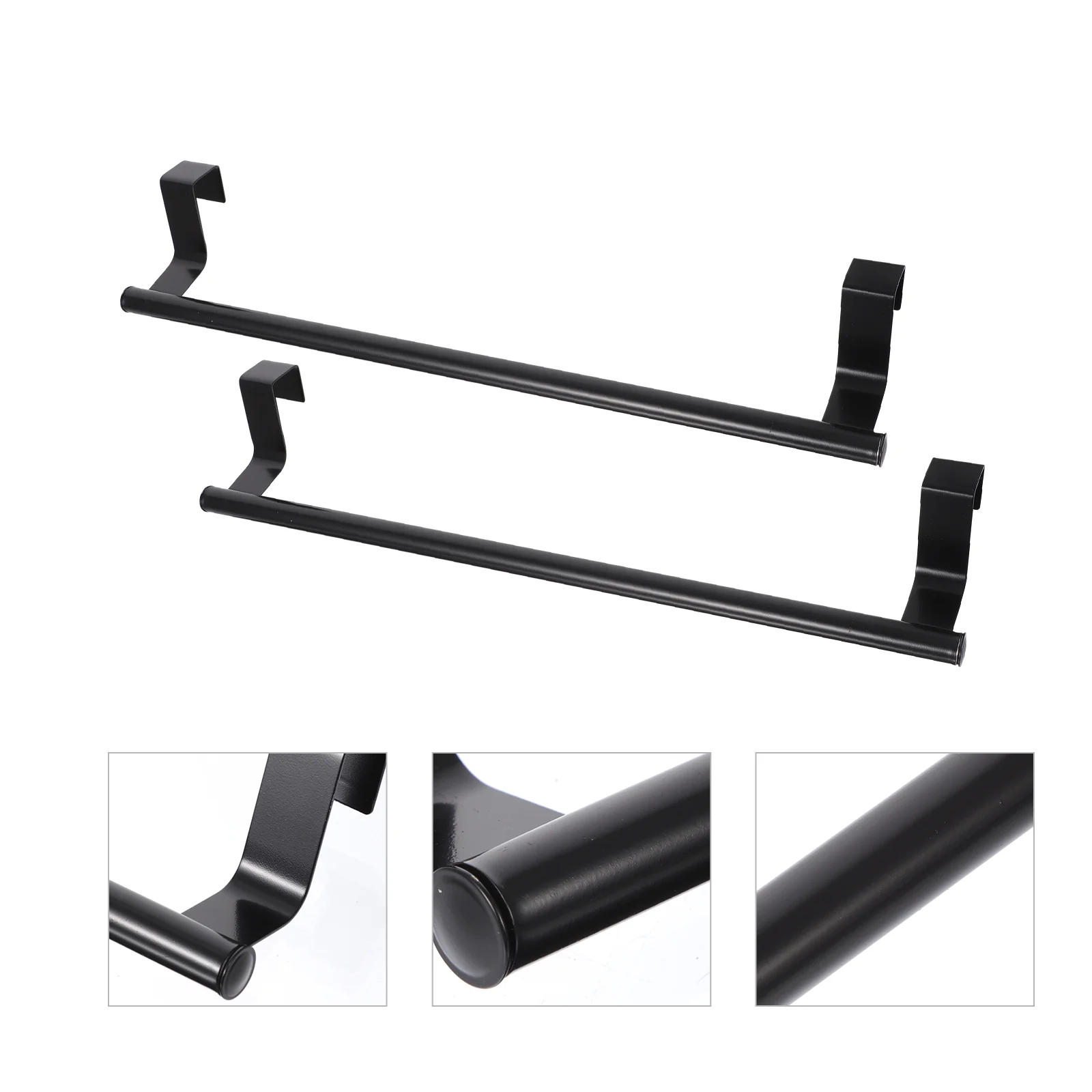 

2 Pcs Hanger Door Towel Rack Clothes Hanging Wall-mounted Holders Black Stainless Steel Storage Racks