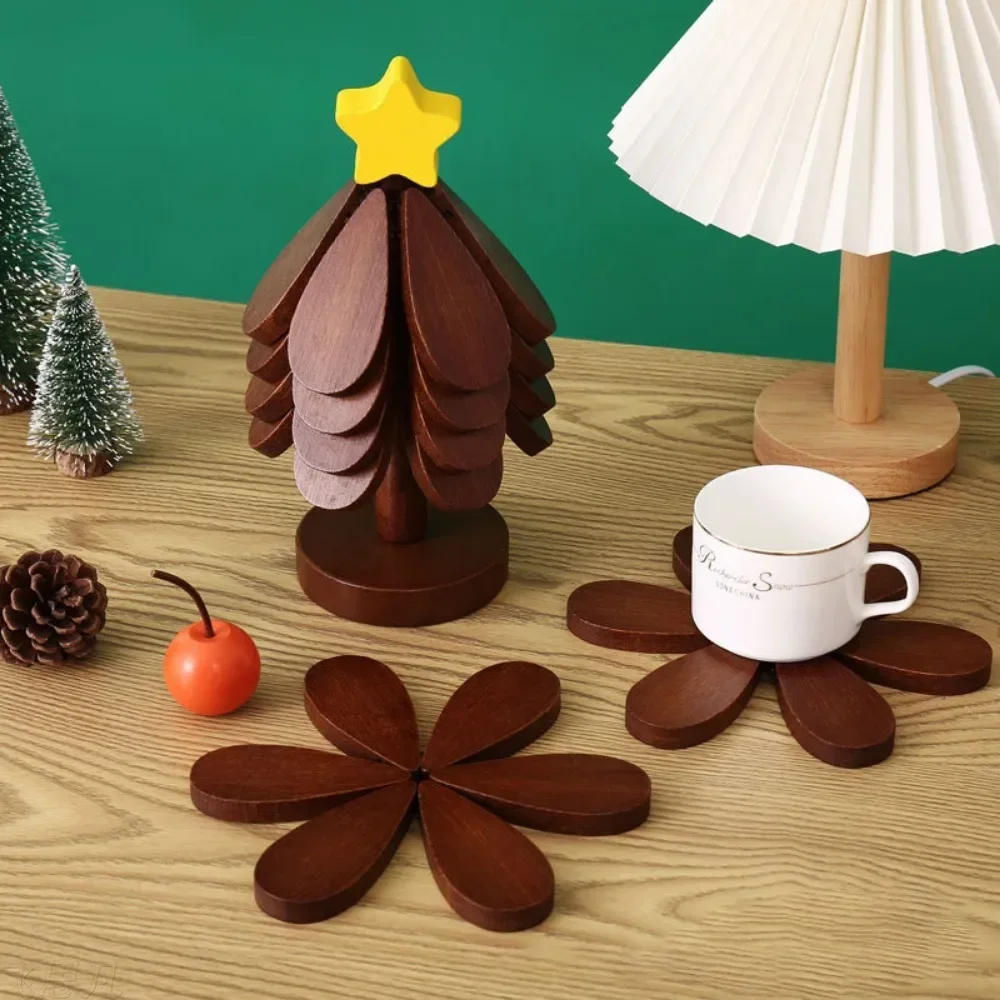 Christmas Tree Insulation Mat Solid Wood Dining Table Anti Scalding Mat Pot Mat Creative And Personalized Home Decoration