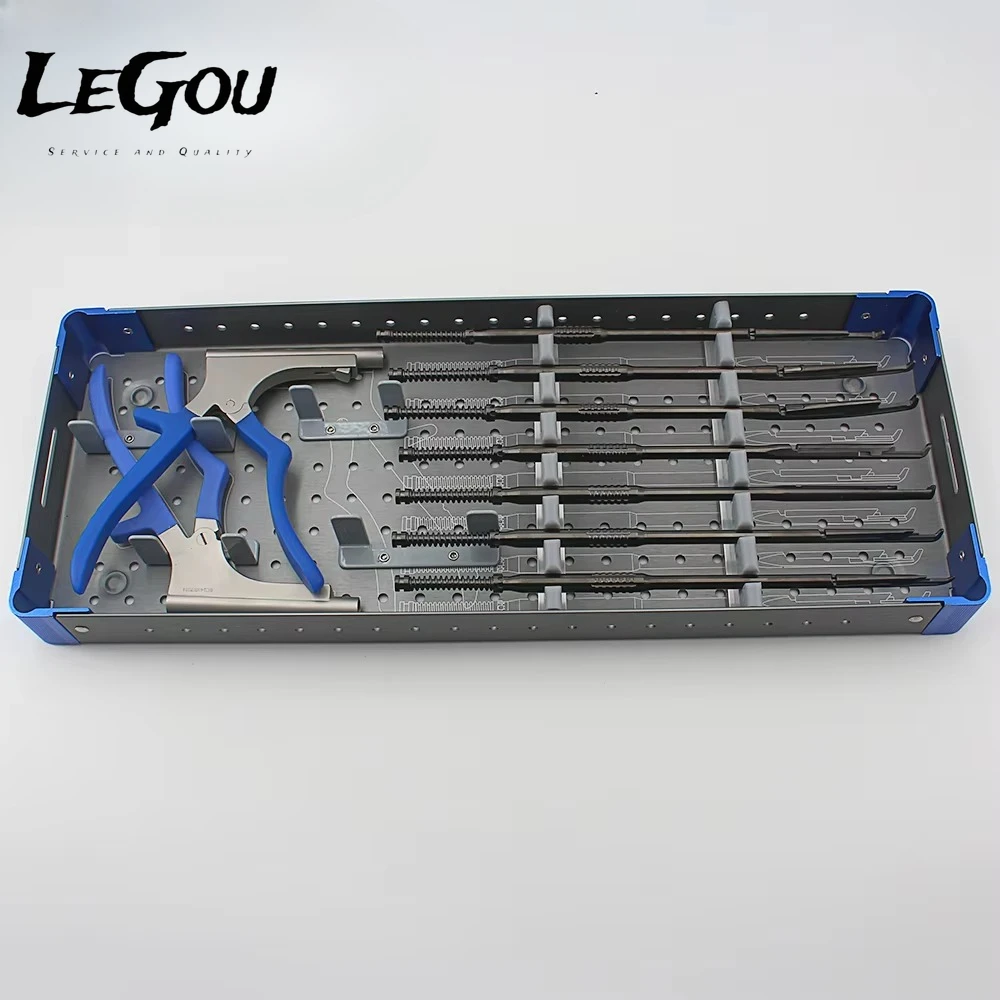 

Профессиональные хирургические инструменты LeGou Premium для односторонней бипортальной ламинэктомии позвоночника (UBE), черные