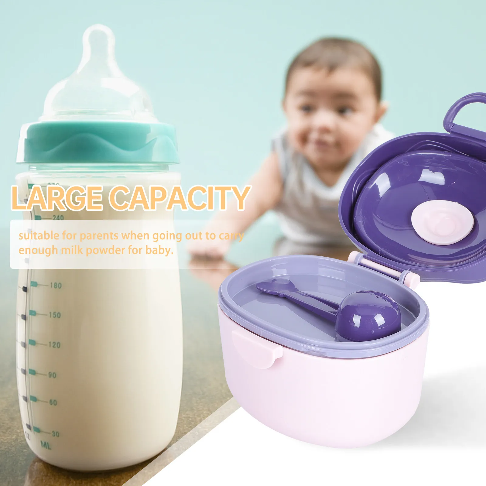 

1Pcs Portable Milk Powder Box 330Ml Safe PP Material Double-Layer Sealed Non-Spill Baby Formula Storage Container Moisture-Proof
