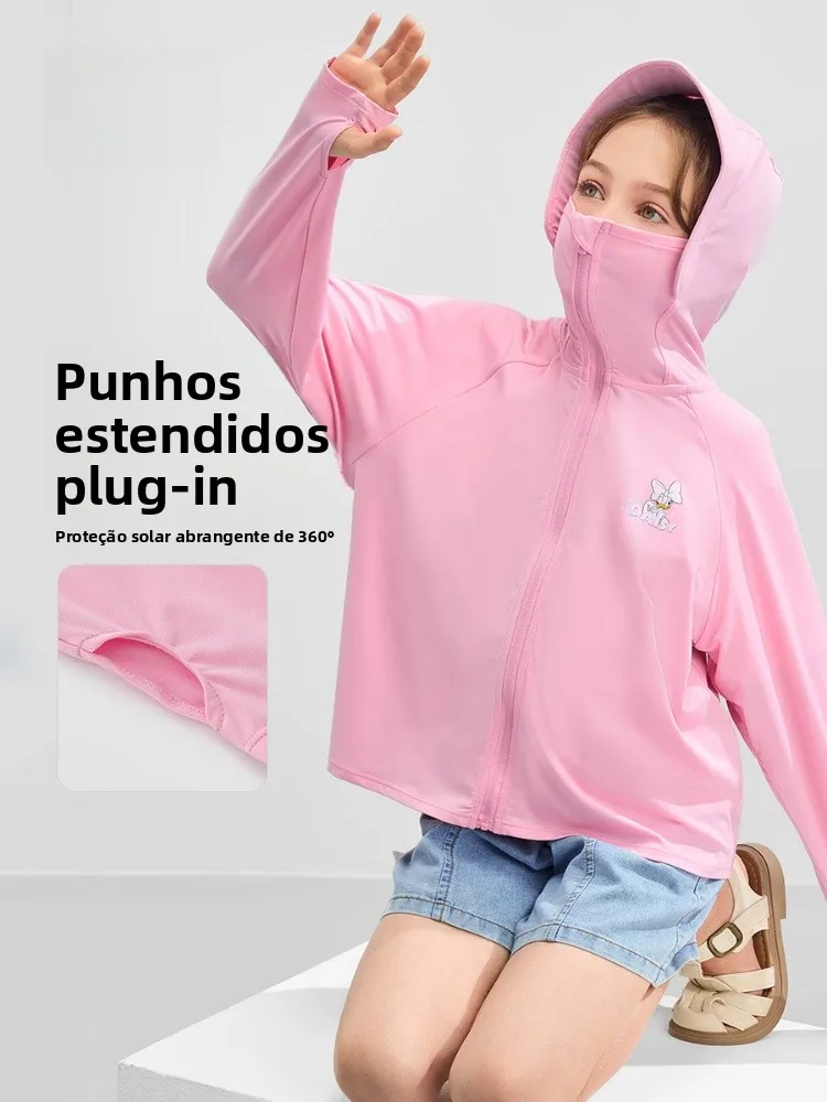 children's-quick-dry-outdoor-sun-protection-clothes-summer-new-style-dopaamine-girls'-clothes-polyester-fiber-short-type