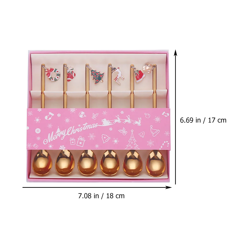 

1 Set Christmas Coffee Spoons Forks Set Corrosion-Resistant Kitchen Utensils Multi-Functional Dessert Ice Cream Forks