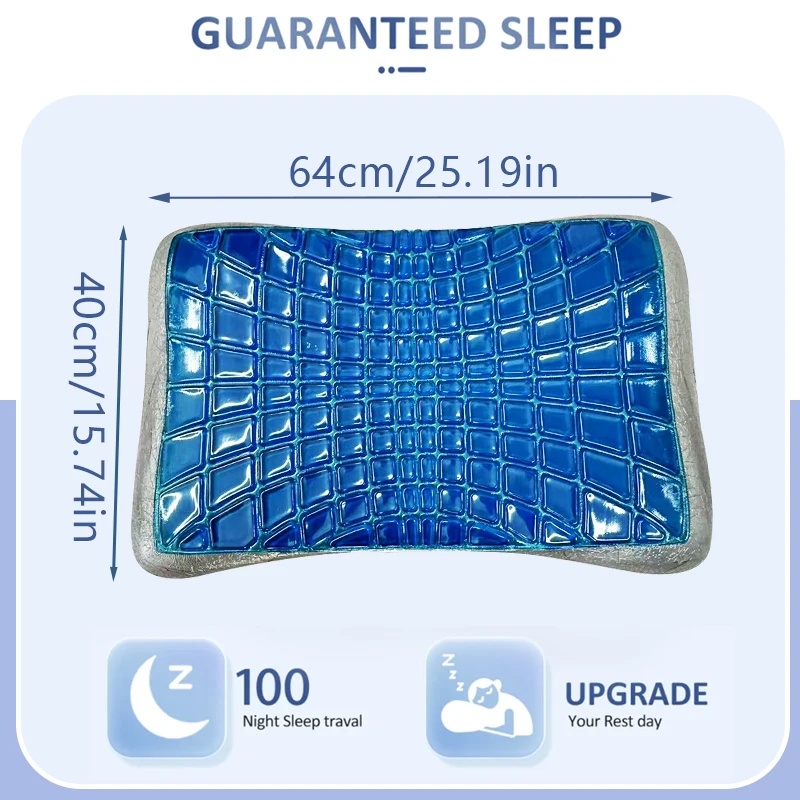 1 pc 64x40 cm Standard Bed Pillows, Reversible and Memory Foam Double-Sided Pillow for Stomach Back Home