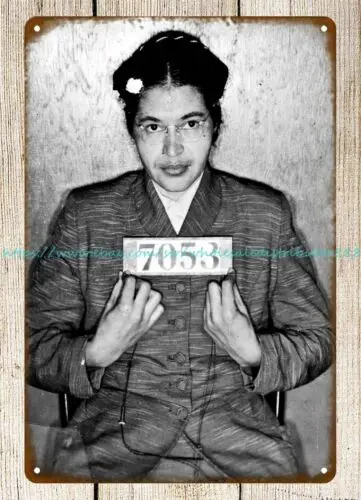 indoor wall decor Rosa Parks Mugshot metal tin sign