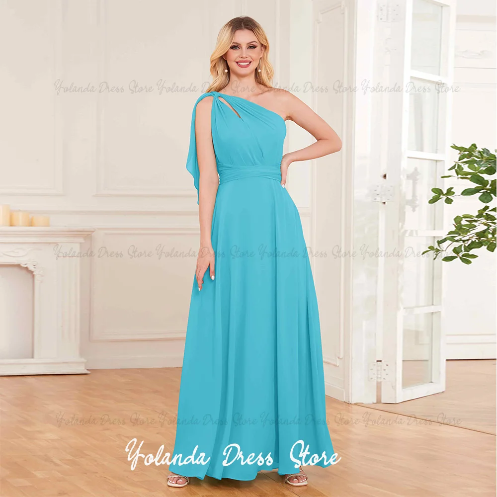 

Yolanda Customized Stylish Mother of The Bride Dresses 2026 One Shoulder Bow Back Chiffon Long Bridesmaid Dresses Evening Gowns