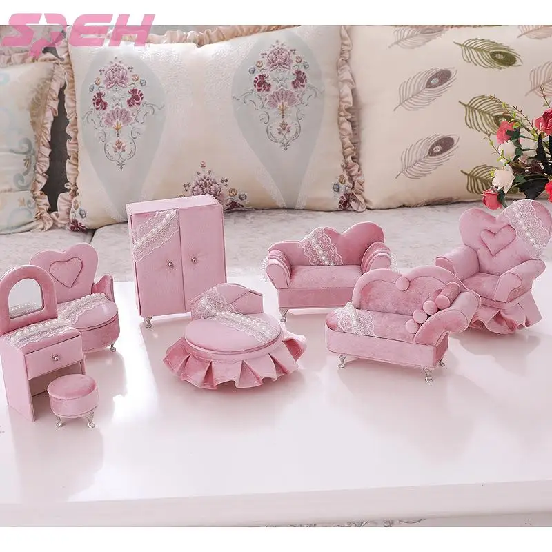 Original design pearl lace pink velvet art European Korean high-grade furniture furniture sofa jewelry box