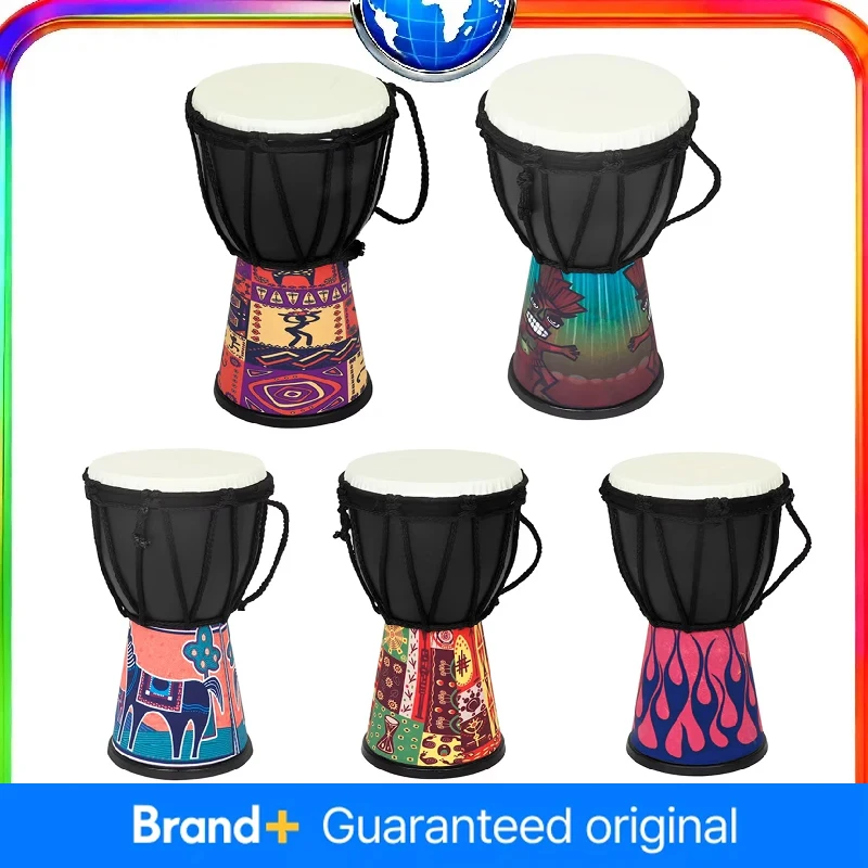 4 بوصة الأفريقية طبل ABS طبل تجويف المحمولة الأطفال طبلة اليد المحمولة Djembe طبل مع أنماط الفن الملونة