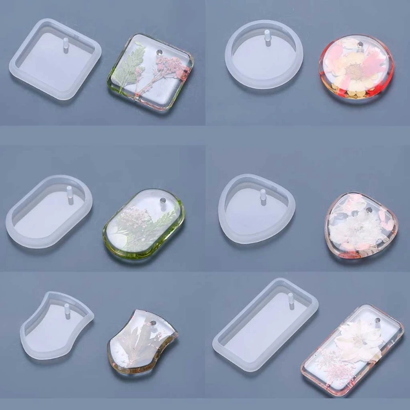 

6 Pcs Handmade DIY Jewelry Pendant Resin Casting Mold DIY Keychain Resin Mold Silicone Mould DIY Crafts UV Epoxy Mold