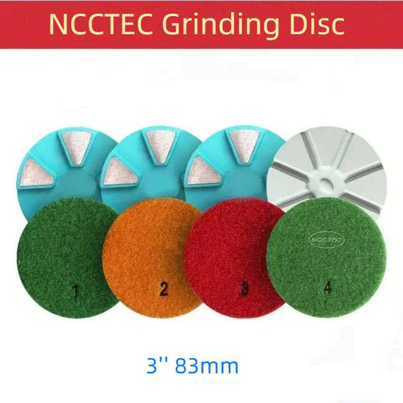 

3'' Inches 4 Steps Metal Diamond Grinding Polishing Pad for Concrete Granite Velcroes Backed 83mm Diamond Abrasive Disc Disk