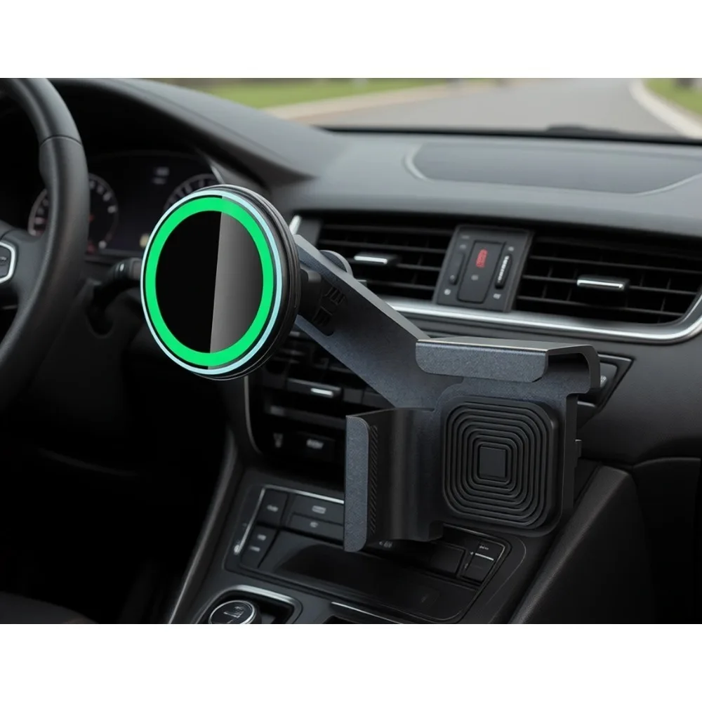 

15W Magnetic Wireless Car Charger with Heat Control Stable Metal Mount for iPhone 17 16 15 14 13 12