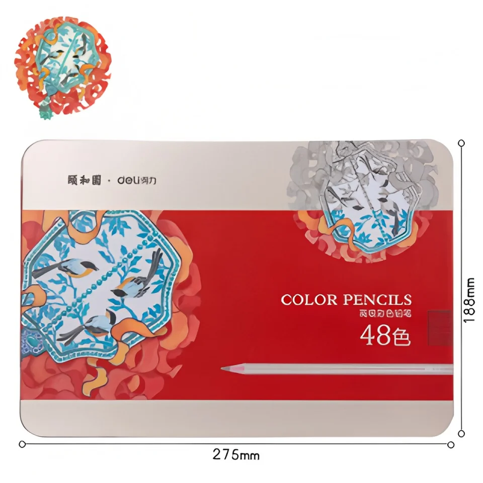 

Deli 68127 Summer Palace 48 Colors Metal Gift Box Set Water Colored Pencils Creative Cultural Heritage Color Pencils for Art Dra