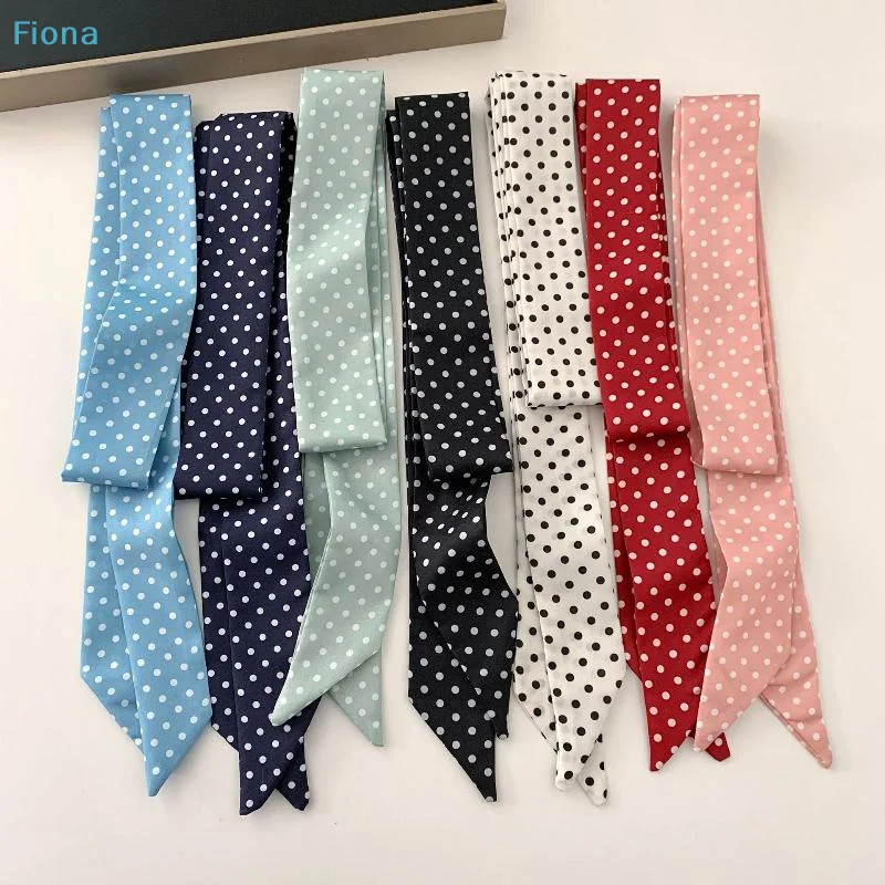 ✔Fashion Polka Dot Silk Scarf Versatile Headwear Hair Band Korean Style Luxury Silk Scarf Belt Package Hanging Decor Accessories image 6