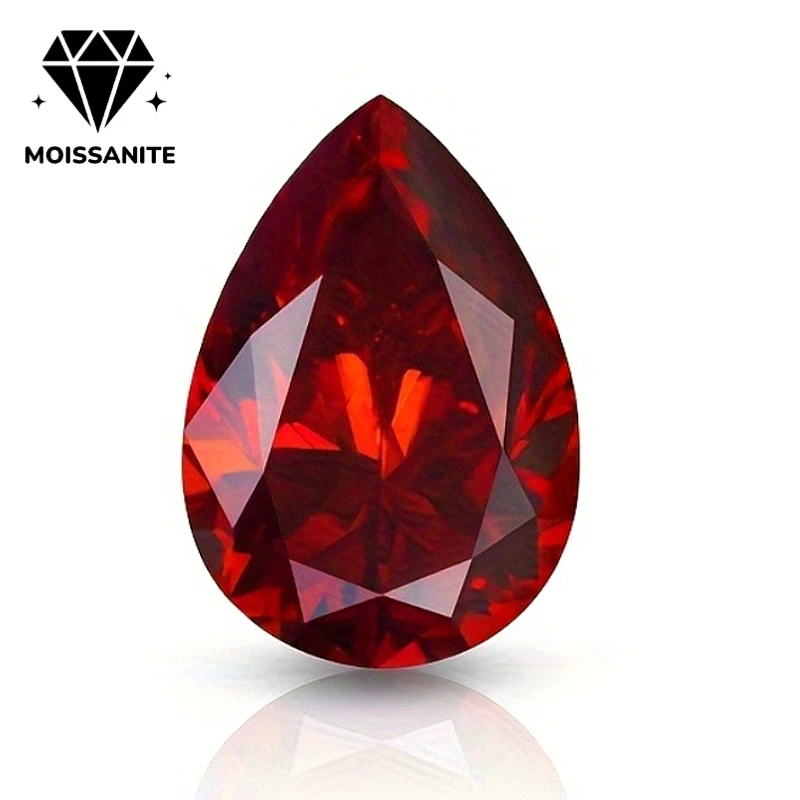 

1PC 1-2CARAT Red Color Pear Cut Moissanite, for Jewelry Making Earrings Rings Ear Studs, Jewelry DIY Accessories.