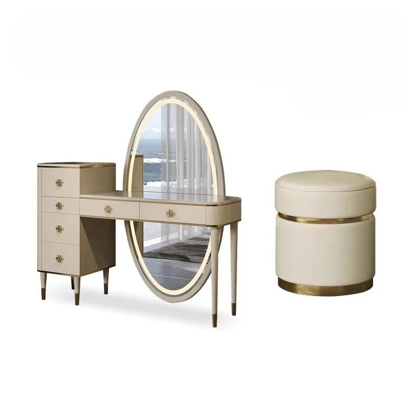

Light luxury dresser bedroom modern small apartment high-end fashion simple marble storage integrated makeup table