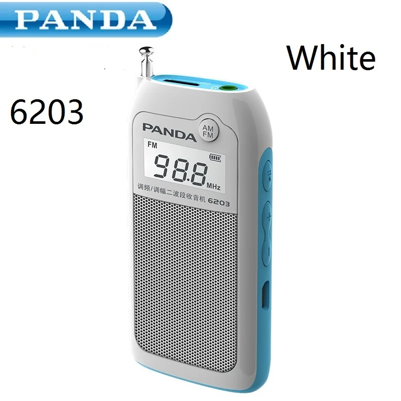 PANDA 6203-radio Kleine draagbare zakformaat Mini TF-kaart MP3-oplader MiniRadio