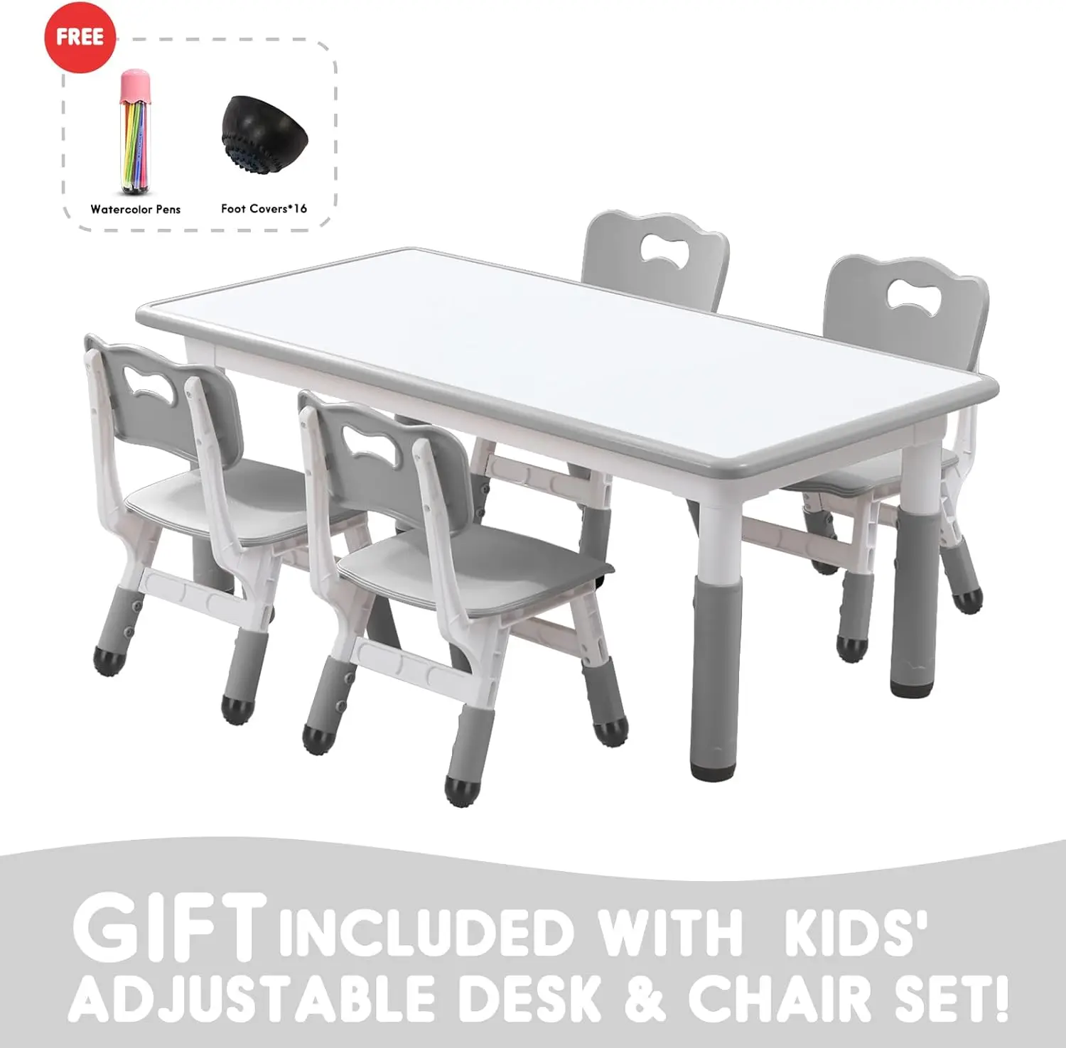 

Kids Table and Chair Set for Toddlers - Adjustable Activity Center with Non-Slip Legs & Graffiti-Proof Surface Ages 3-12·On Sale
