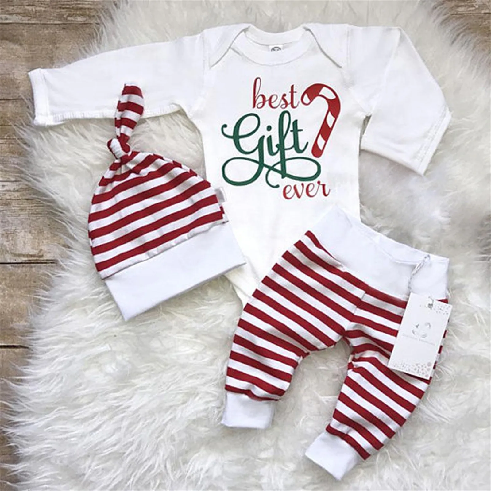

My First Christmas Baby Boy Clothes Red Santa Claus Bodysuit and Stripes Pants Baby Boy Christmas Outfits 2024 Costumes Set