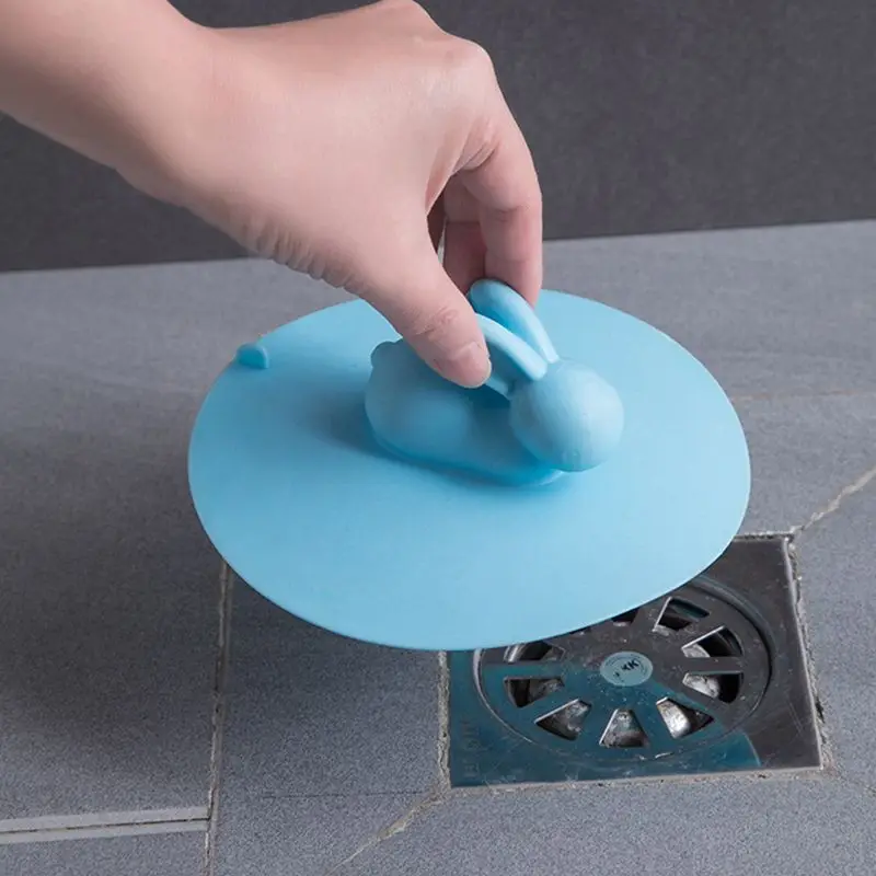 Cartoon Rabbit Deodorant Floor Drain Cover Sink Plug, Anti-clogging Bathroom Bathtub Pool Sink Strainer Hair Stopper Sewer Drain