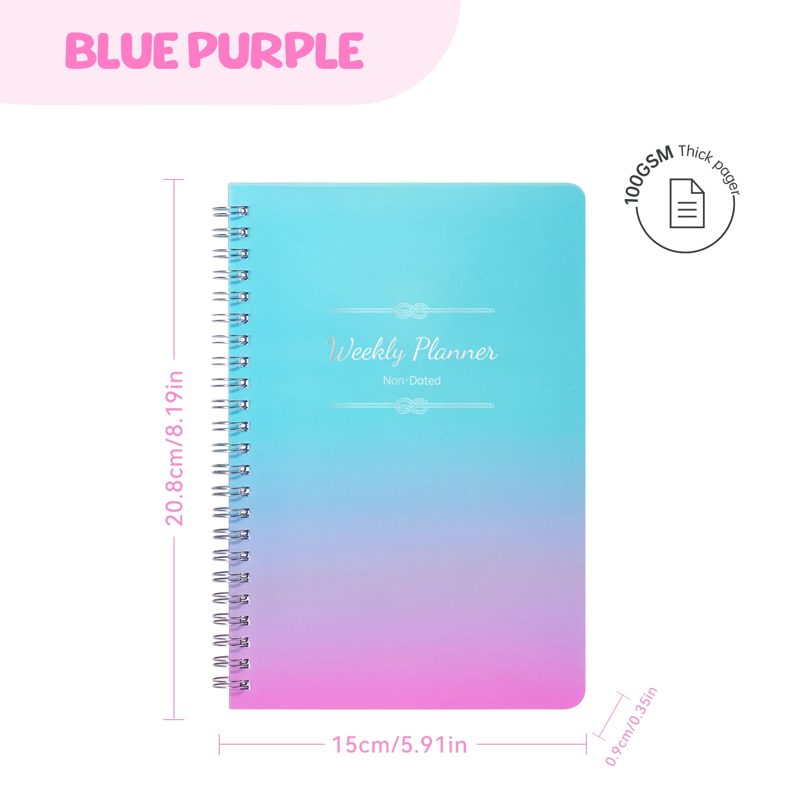 مخطط A5 غير مؤرخ 104 صفحة دفتر حلزوني 52 أسابيع جدول أعمال يومي أسبوعي جداول الطلاب القرطاسية مكتب اللوازم المدرسية #6