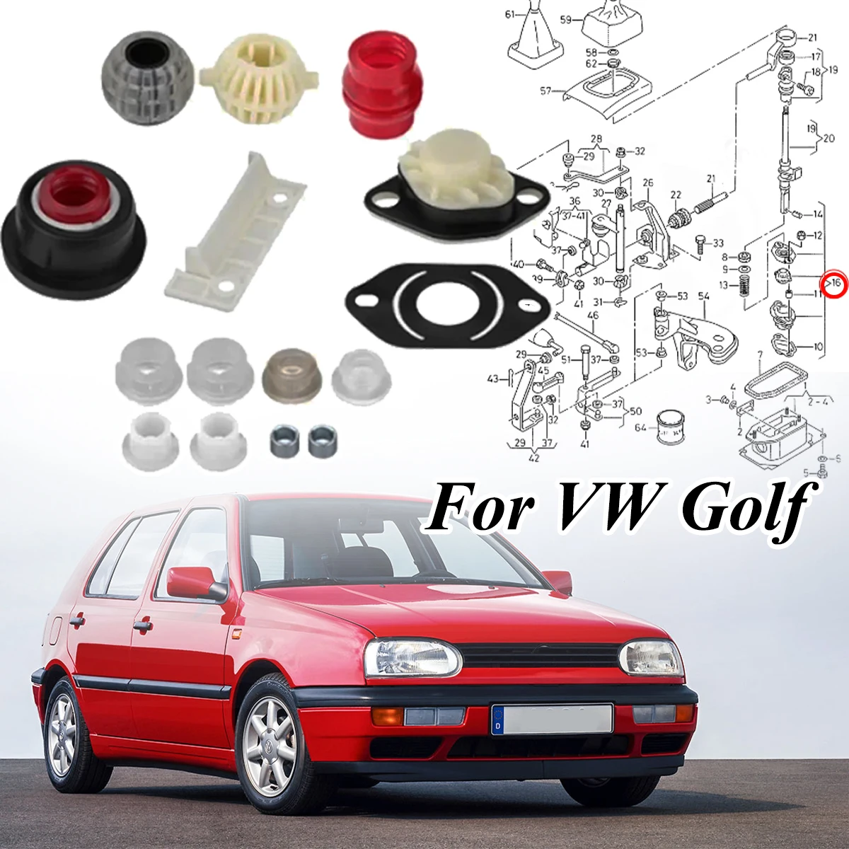 

Set For VW Golf Mk1 17 Mk2 1G MK3 1H Rabbit Caribe Citi Seat Ibiza Front Manual Transmission Gear Linkage Shift Lever Repair Kit