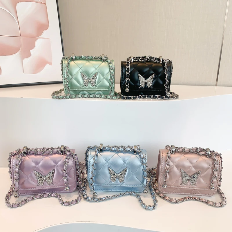 New Butterfly Bags for Women Trend 2024 PU Leather Crossbody Bag Female Mini Cross Bag Chain Handbags High Quality Shoulder Bag