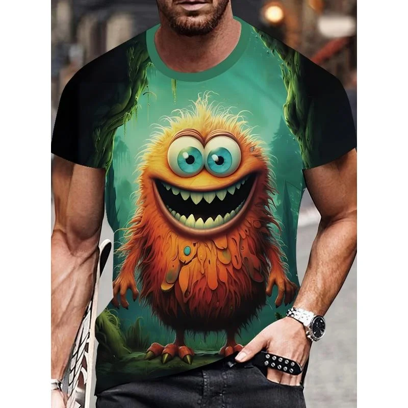 Cute Mouse Donkey Animal Pattern T Shirt For Men Summer Fashion 3D Printed Animal Short Sleeve Casual Oversized Crew Neck Shirt