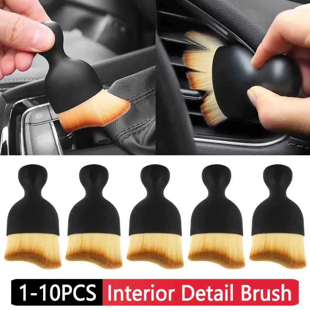 10-1pcs Car Clean Soft Brush Curved Design Ultra Dust Sweeping Car Interior Cleaning Brush Scratch-Free Car Detailing Tool