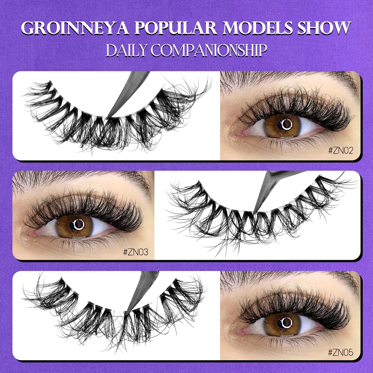 GROINNEYA Fluffy Eyelashes 5/10 Pairs Natural False Eyelashes Long Makeup Reusable 3D Curl Lashes Extension Eyelashes for Beauty