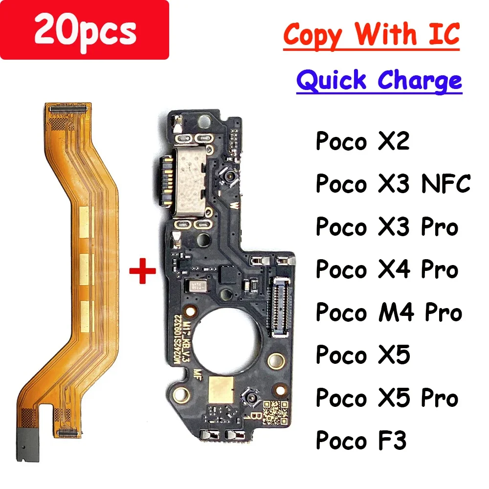 

20Pcs Lots For Xiaomi Poco F2 Pro X3 Pro M4 Pro / Poco X5 USB Port Connector Charging Board Flex Cable With Mainboard Main Flex