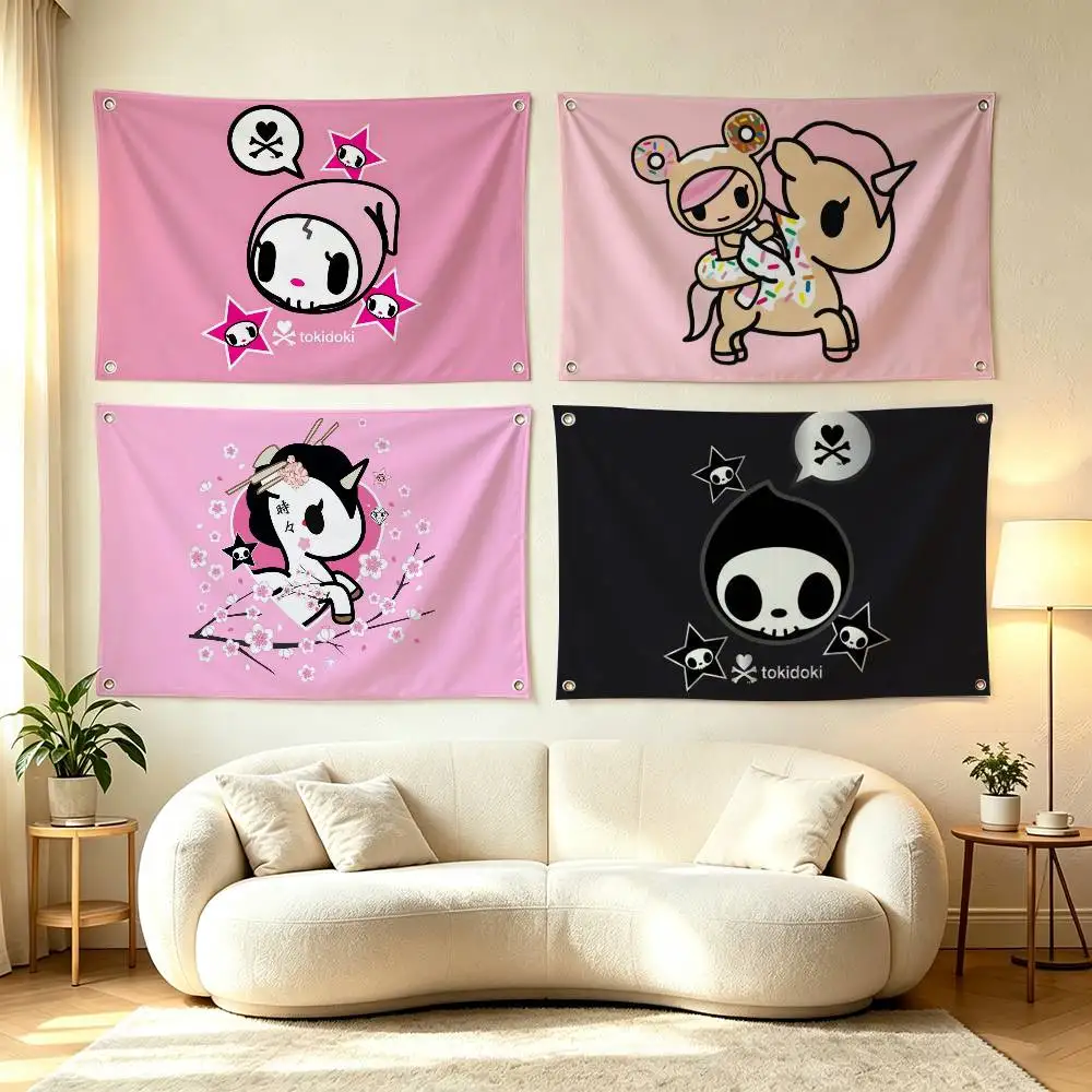 Cartoon T-Tokidokis  Flags Wall Hanging Tapestry Outdoor Garage Room Decorative flag Background Blanket