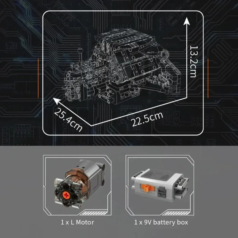 871PCS A8 W12 Motor Bouwstenen Sets Simulatie Gemotoriseerde Montage Bricks Technisch Speelgoed Desktop Ornamenten Kinderen Volwassen Geschenken