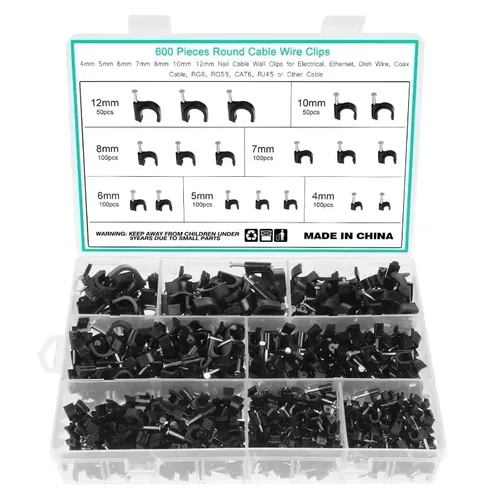 Imagen 2 del producto 600 Uds Clips para cables soportes de bridas para cables eléctricos de 4mm a 12mm para organizar cables escalada de plantas y montaje en pared