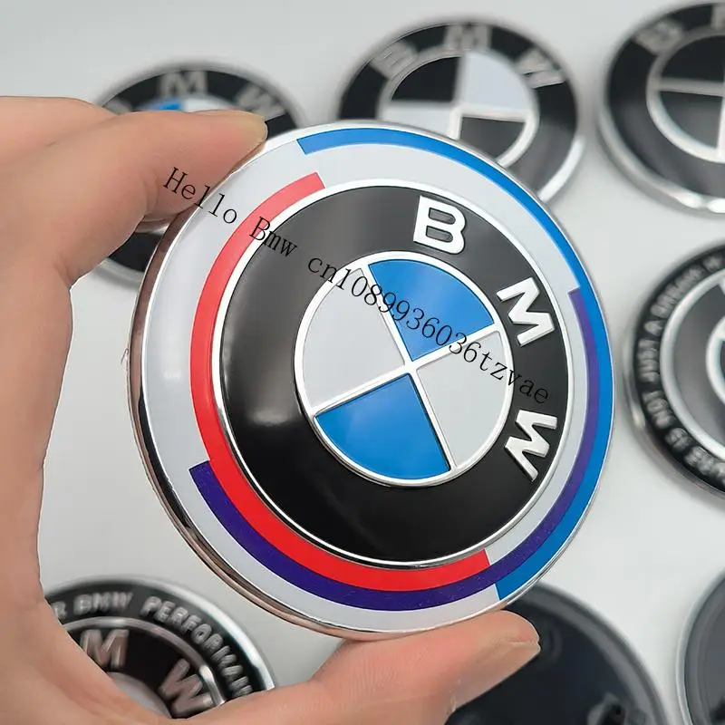 Front Bonnet Logo BMW Hood Emblem 82mm 81mm Rear Trunk Badge 74mm Wheel Center Caps 68mm 56mm Steering Wheel Sticker 45mm 46mm