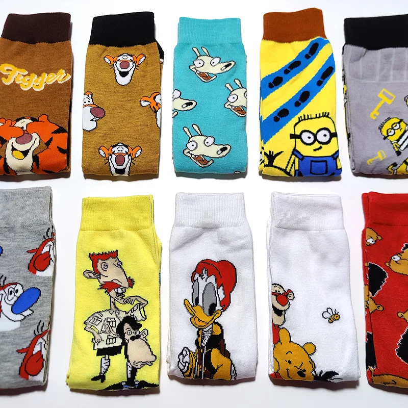 Fashion Anime Men Socks Stitch Long Socks Knee-High Couples Cosplay Sock Personality Hip Hop Harajuku Women Funny Sock