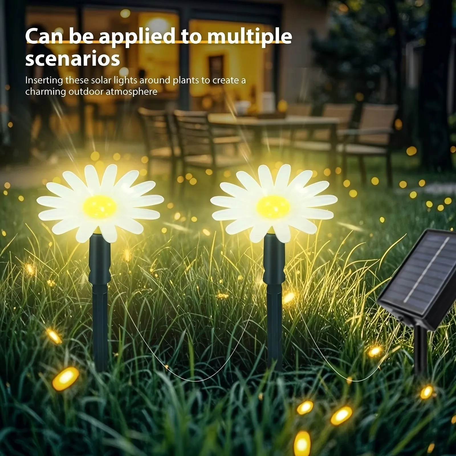 Solar Flower Pathway Lights Daisy Courtyard Garden Home Style Waterproof Landscape Path Light for Yard Patio Decoration Gift