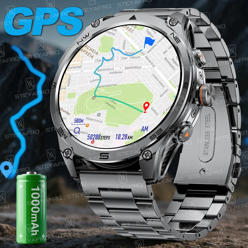 

New Outdoor Smart Watch Built-in GPS 1000mAh Battery Compass Flashlight 1.75'' AMOLED Bluetooth Call Swim Smartwatch For HUAWEI