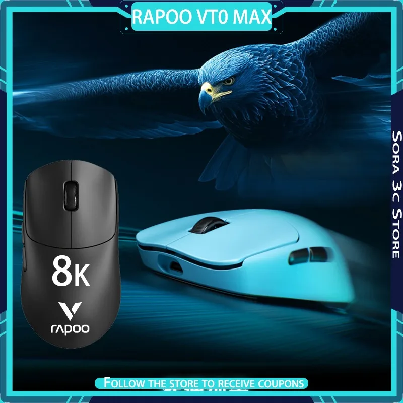 Rapoo VT0 MAX Wireless Mouse Double 8k Skin Friendly Anti Slip Coating Shell Low Latency Stable Gaming Mouse Pc Accessory Custom