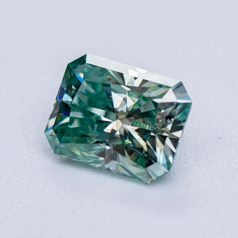 Moissanite Stone Radiant Cut Yellow Green Color Lab Grown Gemstone for Charms Diy Jewelry Making Materials with GRA Certificate